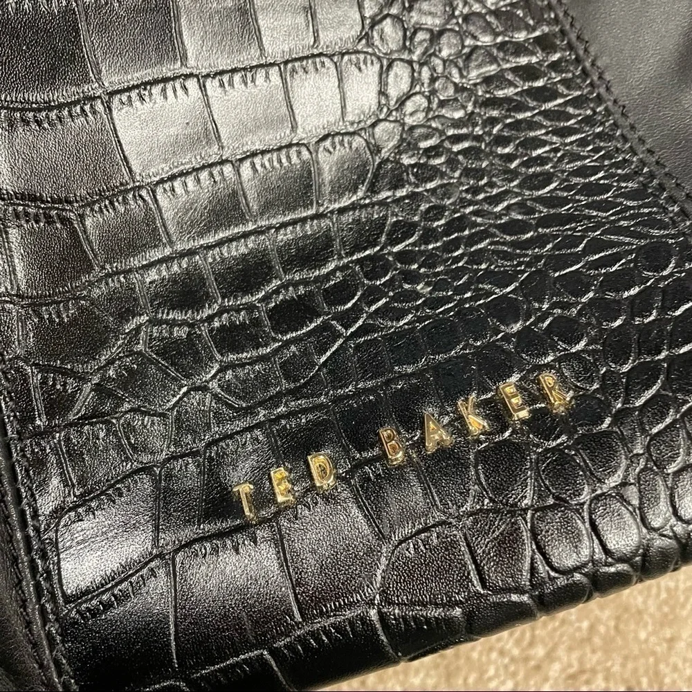 NWT Ted Baker Amelia Satchel Tote Black leather bag with gold hardware